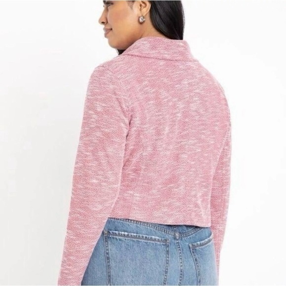 Eloquii Red White Tweed Knit Moto Jacket Size 14/16 Cropped Asymmetrical Zip - Picture 2 of 10